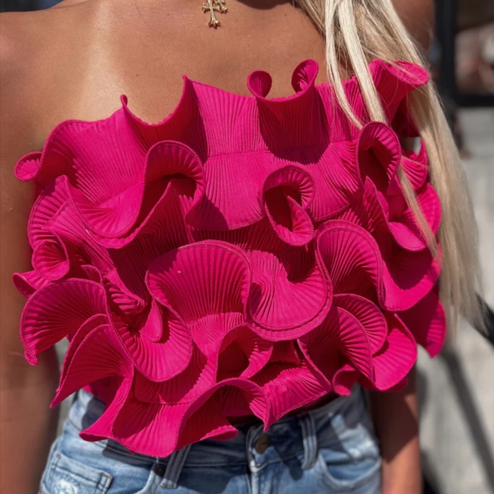 Zara Cropped Ruffled Top - Picture 4 of 10
